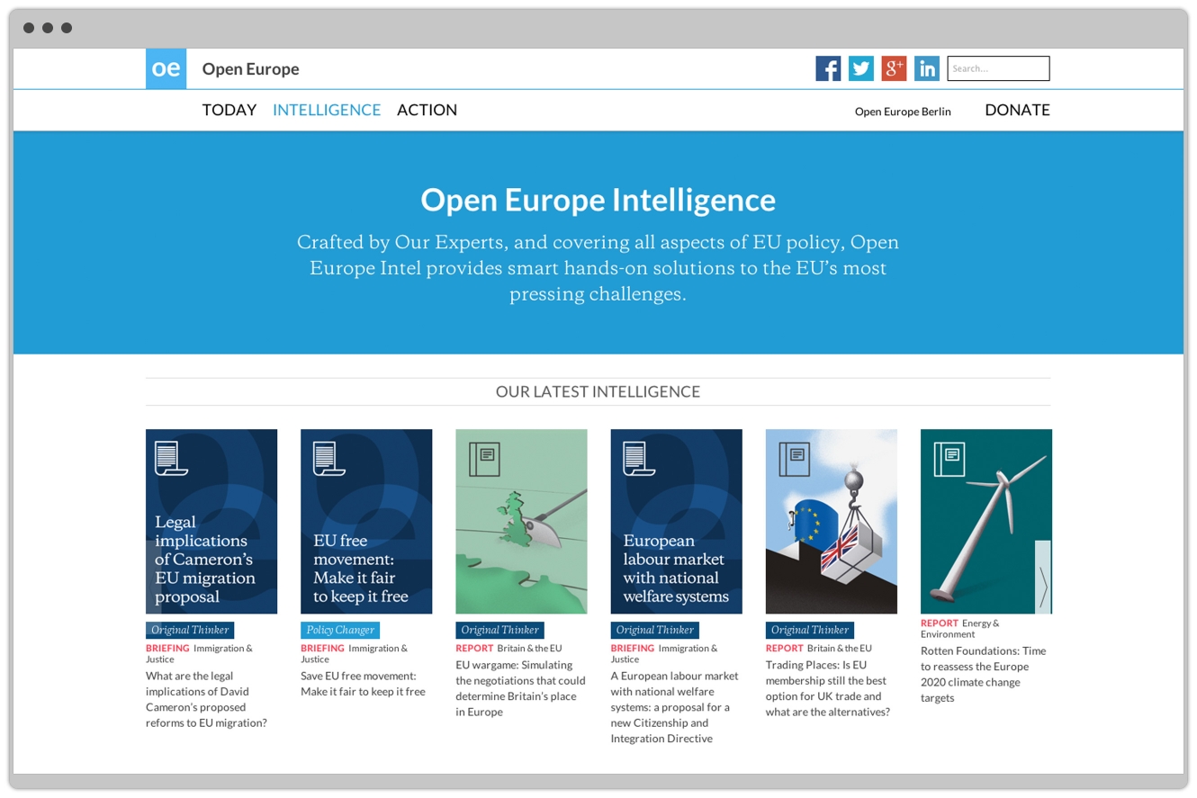 Open Europe Website Design